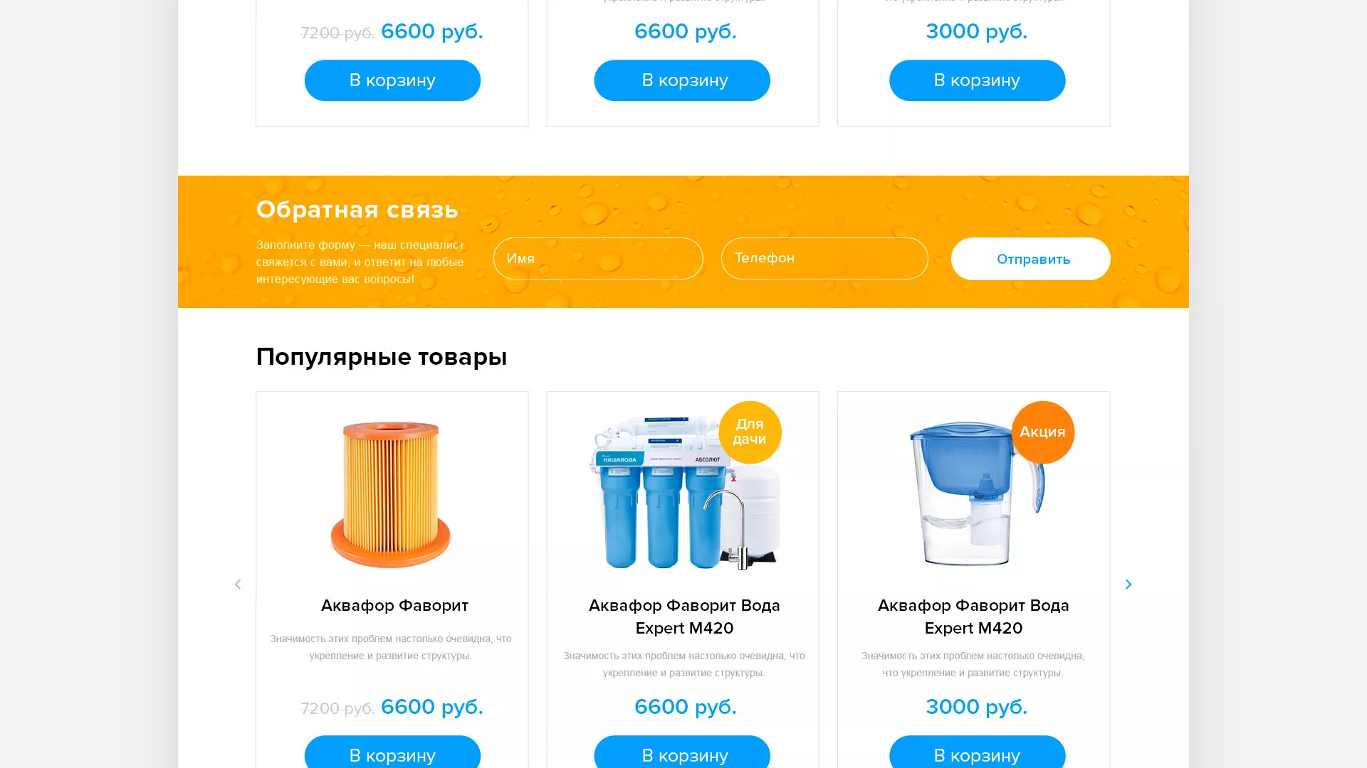 Создание интернет-магазина «Водолей» по продаже фильтров очистных сооружений в Омске